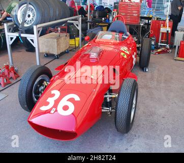 #36 Tony Smiths Ferrari 246 Dino in der Monaco Historique Meeting Paddock, 11th. Mai 2012, Stockfoto