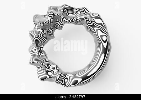 3D Rendering schwarz-weiß runden Rahmen, Portal auf Monocrome isolierten Hintergrund Stockfoto