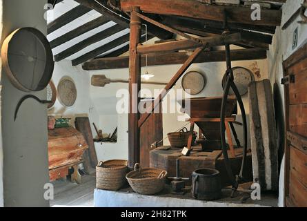 Haus-Museum El Molí del Mig de Mura in der Region Bages, Provinz Barcelona, Katalonien, Spanien Stockfoto