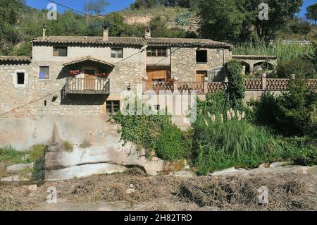 Haus-Museum El Molí del Mig de Mura in der Region Bages, Provinz Barcelona, Katalonien, Spanien Stockfoto