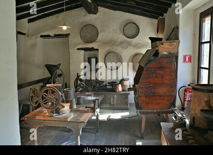 Haus-Museum El Molí del Mig de Mura in der Region Bages, Provinz Barcelona, Katalonien, Spanien Stockfoto