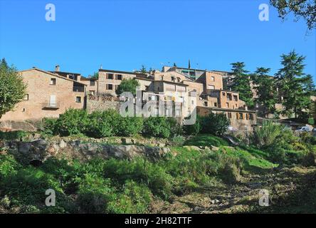 Panoramablick auf das historische Zentrum von Mura in der Region Bages, Provinz Barcelona, Katalonien, Spanien Stockfoto