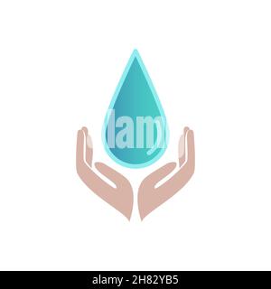 Speichern Sie das Wasser World Water Day Konzept zwei Hände Halten Sie einen Wassertropfen isoliert Vektor Stock Vektor