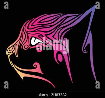 Katze auf schwarzem Hintergrund Stock Vektor