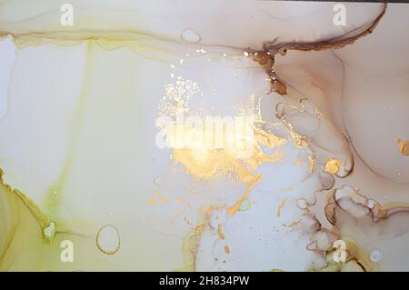 Lebendige Abstrakte Hintergrund Flüssigkeit. Alkoholhaltige Tinten, Spritzerwasser. Mehrfarbige Flussdarstellung. Kunst Acrylmalerei. Abstrakte Flüssigkeit. Aquarell Creative Mix Stockfoto