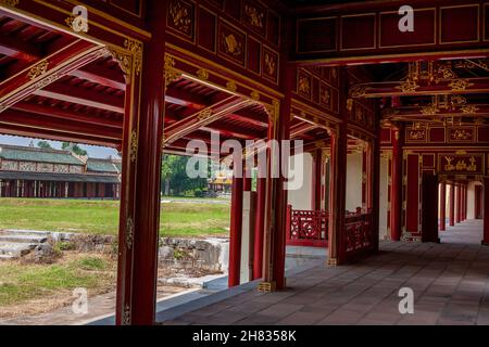 Wiederhergestellte Galerie, Forbidden Purple City, Hue, Vietnam Stockfoto