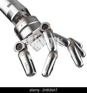 3D Rendering Robot oder Cyborg leere Hand isoliert auf weiß Stockfoto
