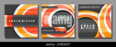 Vektor-Set von quadratischen Abdeckungen, 3 bunte Layouts mit dekorativem Design Kreise mit Kopieplatz für Werbetext, trendige Cover-Vorlagen für Werbung, sq Stock Vektor