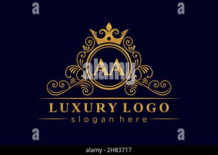 AA Initial Letter Gold kalligraphisch feminin floral handgezeichnete heraldische Monogramm antiken Vintage-Stil Luxus-Logo-Design Premium Stock Vektor