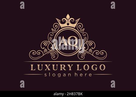 AQ Initial Letter Gold kalligraphisch feminin floral handgezeichnet heraldisch Monogramm antiker Vintage-Stil Luxus-Logo-Design Premium Stock Vektor