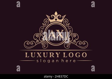 AX Initial Letter Gold kalligraphisch feminin floral handgezeichnet heraldisch Monogramm antiker Vintage-Stil Luxus-Logo-Design Premium Stock Vektor