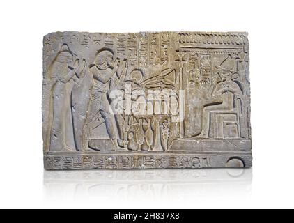 Altägyptische Relieftafel aus dem Grab von Meri - RE, 1410–1372 v. Chr., 18th Dynastie, Herrschaft von Amenhotep III, Saqqara. Kunsthistorisches Muesum V Stockfoto