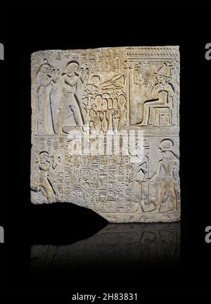 Relieftafel für antike ägyptische Meri-RE-Grabstätten, 1410–1372 v. Chr., 18th. Dynastie, Regierungszeit von Amenhotep III., Saqqara. Kunsthistorisches Museum Wien AS 5815, Lim Stockfoto
