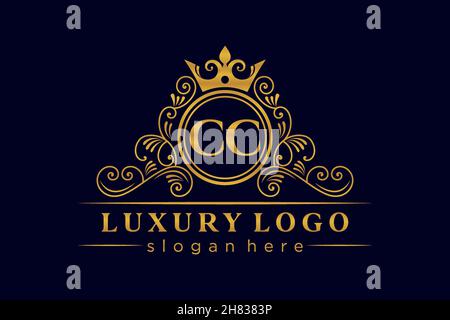 CC Initial Letter Gold kalligraphisch feminin floral handgezeichnetes heraldisches Monogramm antiker Vintage-Stil Luxus-Logo-Design Premium Stock Vektor