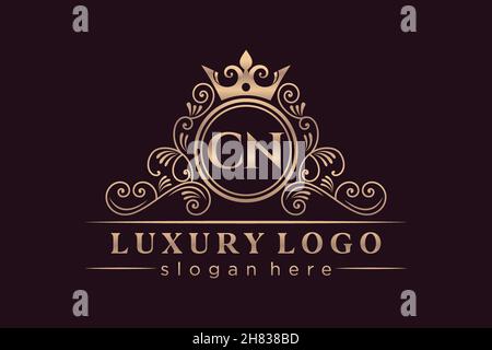 CN Initial Letter Gold kalligraphisch feminin floral handgezeichnete heraldische Monogramm antiken Vintage-Stil Luxus-Logo-Design Premium Stock Vektor