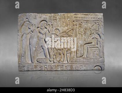 Altägyptische Relieftafel aus dem Grab von Meri - RE, 1410–1372 v. Chr., 18th Dynastie, Herrschaft von Amenhotep III, Saqqara. Kunsthistorisches Muesum V Stockfoto