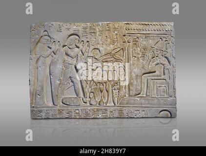 Altägyptische Relieftafel aus dem Grab von Meri - RE, 1410–1372 v. Chr., 18th Dynastie, Herrschaft von Amenhotep III, Saqqara. Kunsthistorisches Muesum V Stockfoto