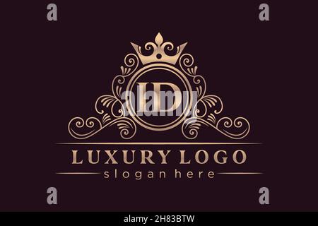 ID Initial Letter Gold kalligraphisch feminin floral handgezeichnete heraldische Monogramm antike Vintage-Stil Luxus-Logo-Design Premium Stock Vektor
