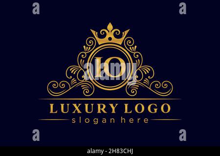 IO Initial Letter Gold kalligraphisch feminin floral handgezeichnete heraldische Monogramm antiken Vintage-Stil Luxus-Logo-Design Premium Stock Vektor