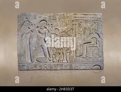 Altägyptische Relieftafel aus dem Grab von Meri - RE, 1410–1372 v. Chr., 18th Dynastie, Herrschaft von Amenhotep III, Saqqara. Kunsthistorisches Muesum V Stockfoto