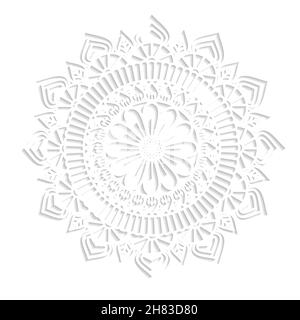 Schablone mit Spitzen-Zierkreis, floralen Ornamenten, geometrischem Muster. Orientalisches Silhouettenverzierung. Kreisförmiges Ornament. Rundes Gitter. Vektor Stock Vektor