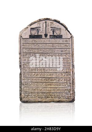 Ptolemäische ägyptische Stele von Djed-her, dem Hohenpriester von Ptah in Memphis, 223 v. Chr., Saqqara. Kunsthistorisches Museum Wien AS 162, Kalkstein, H 63 cm, Stockfoto