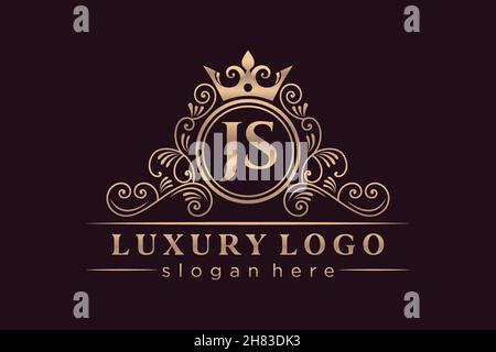 JS Initial Letter Gold kalligraphisch feminin floral handgezeichnet heraldisch Monogramm antiker Vintage-Stil Luxus-Logo-Design Premium Stock Vektor