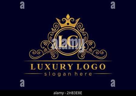 LC Initial Letter Gold kalligraphisch feminin floral handgezeichnet heraldisch Monogramm antiker Vintage-Stil Luxus-Logo-Design Premium Stock Vektor