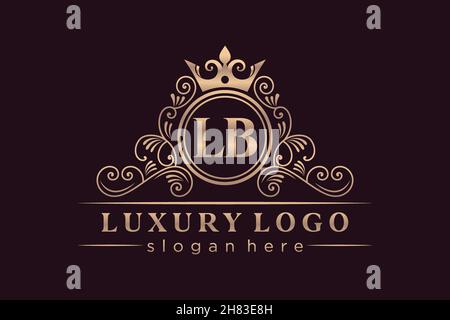 LB Initial Letter Gold kalligraphisch feminin floral handgezeichnete heraldische Monogramm antiken Vintage-Stil Luxus-Logo-Design Premium Stock Vektor