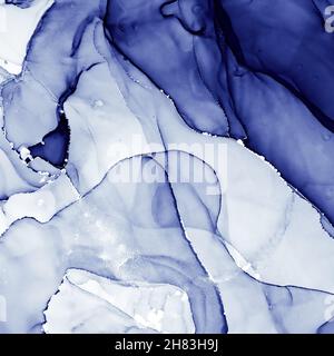 Ocean Ink Painting. Hintergrund Der Ölwelle. Blau Stockfoto
