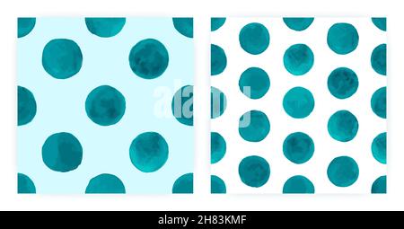 Aquarell-Polka-Kachel. Nahtlos In Punktmuster. Blaues Unregelmäßiges Hintergrundbild. Vektor Aquarell Polka. Grunge Art Dots. Retro Stock Vektor