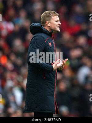 Newcastle United-Manager Eddie Howe auf der Touchline während des Spiels der Premier League im Emirates Stadium, London. Bilddatum: Samstag, 27. November 2021. Stockfoto