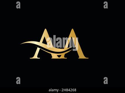 Premium Letter AA Logo Design mit Wasserwellenkonzept. AA-Letter-Logo-Design mit modernen trendigen Stock Vektor