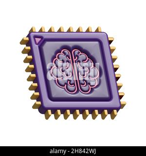Gehirn. Digitales Gehirn in der Hand. Neuronales Netzwerk. IQ-Tests. Brainstorming Think Idea. Stock Illustration Stockfoto
