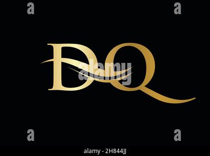 Initial Gold DQ Buchstaben Logo-Design mit modernen trendigen Stock Vektor