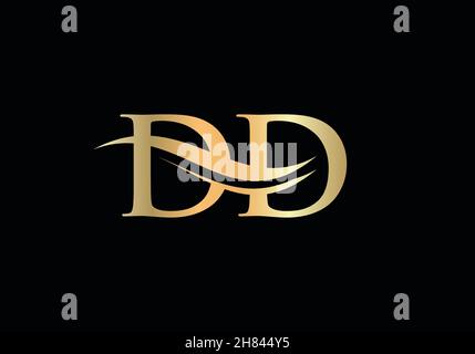 Swoosh Letter DD Logo Design für die Unternehmens- und Firmenidentität. Water Wave DD Logo mit modernem Trendy Stock Vektor
