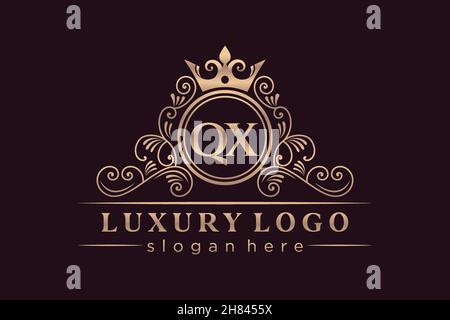 QX Initial Letter Gold kalligraphisch feminin floral handgezeichnetes heraldisches Monogramm antiker Vintage-Stil Luxus-Logo-Design Premium Stock Vektor