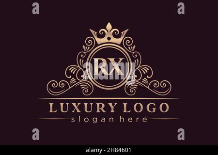 RX Initial Letter Gold kalligraphisch feminin floral handgezeichnet heraldischen Monogramm antiken Vintage-Stil Luxus-Logo-Design Premium Stock Vektor