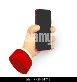 Zeichentrickfiguren mit Smartphone, Scrollen oder Suchen nach etwas. 3D Rendering Hand Geschäftsmann in Anzug. Vektorgrafik. Stock Vektor