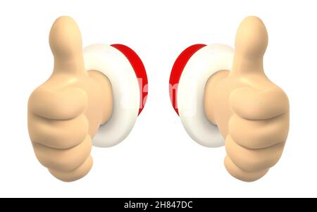 Zeichentrickfigur zeigt OK Fingergesten. 3D weihnachtsmann-Hände rendern. Vektorgrafik. Stock Vektor