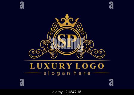 SP Initial Letter Gold kalligraphisch feminin floral handgezeichnet heraldisch Monogramm antiker Vintage-Stil Luxus-Logo-Design Premium Stock Vektor