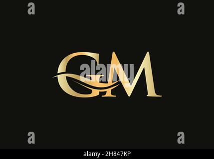 Premium Letter GM Logo Design mit Wasserwellenkonzept. GM Brief Logo-Design mit modernen trendigen Stock Vektor