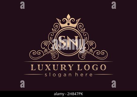 SN Initial Letter Gold kalligraphisch feminin floral handgezeichnete heraldische Monogramm antike Vintage-Stil Luxus-Logo-Design Premium Stock Vektor