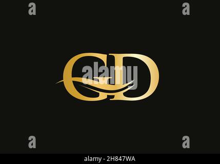 Logo mit goldenem GD-Schriftzug. GD-Logo-Design mit kreativem und modernem Trend Stock Vektor