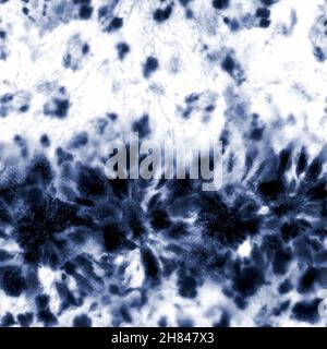 Tie Dye Shibori Nahtloses Muster. Handgemalte indigoblaue marineblaue Zierelemente auf weißem Hintergrund. Abstrakte Textur. Druck für Textil, Stoff, Stock Vektor