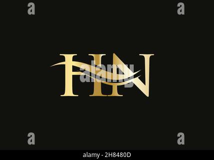 Logo mit HN-Schriftzug. Premium Letter HN Logo Design mit Wasserwellenkonzept Stock Vektor