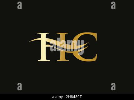 Ursprüngliches HC-Logo in Gold. HC-Logo-Design mit modernem Trend Stock Vektor