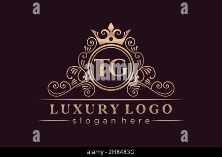 TG Initial Letter Gold kalligraphisch feminin floral handgezeichnetes heraldisches Monogramm antiker Vintage-Stil Luxus-Logo-Design Premium Stock Vektor