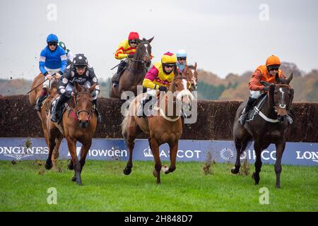 Ascot, Bergen, Großbritannien. 19th. November 2021. Die Veranstaltungen bei Ascot Handicap Steeple Chase (Klasse 2) (GBB-Rennen). Quelle: Maureen McLean/Alamy Stockfoto