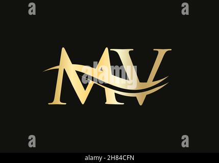 Modernes MV-Logo für Luxus-Branding. Anfänglicher Vektor für das Design des MV-Buchstabens des Geschäftslogos Stock Vektor